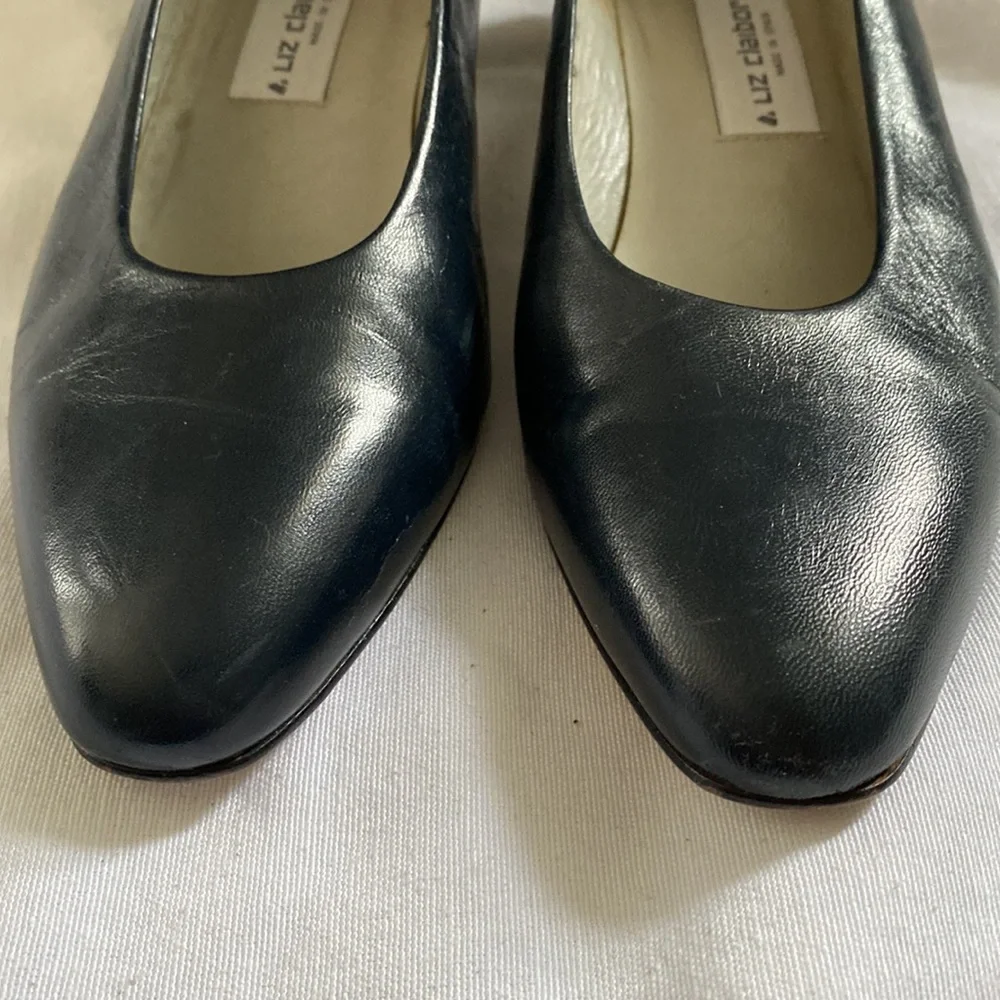 Vintage Liz Claibborne navy blue 2" tulip heels pumps - Picture 3 of 9